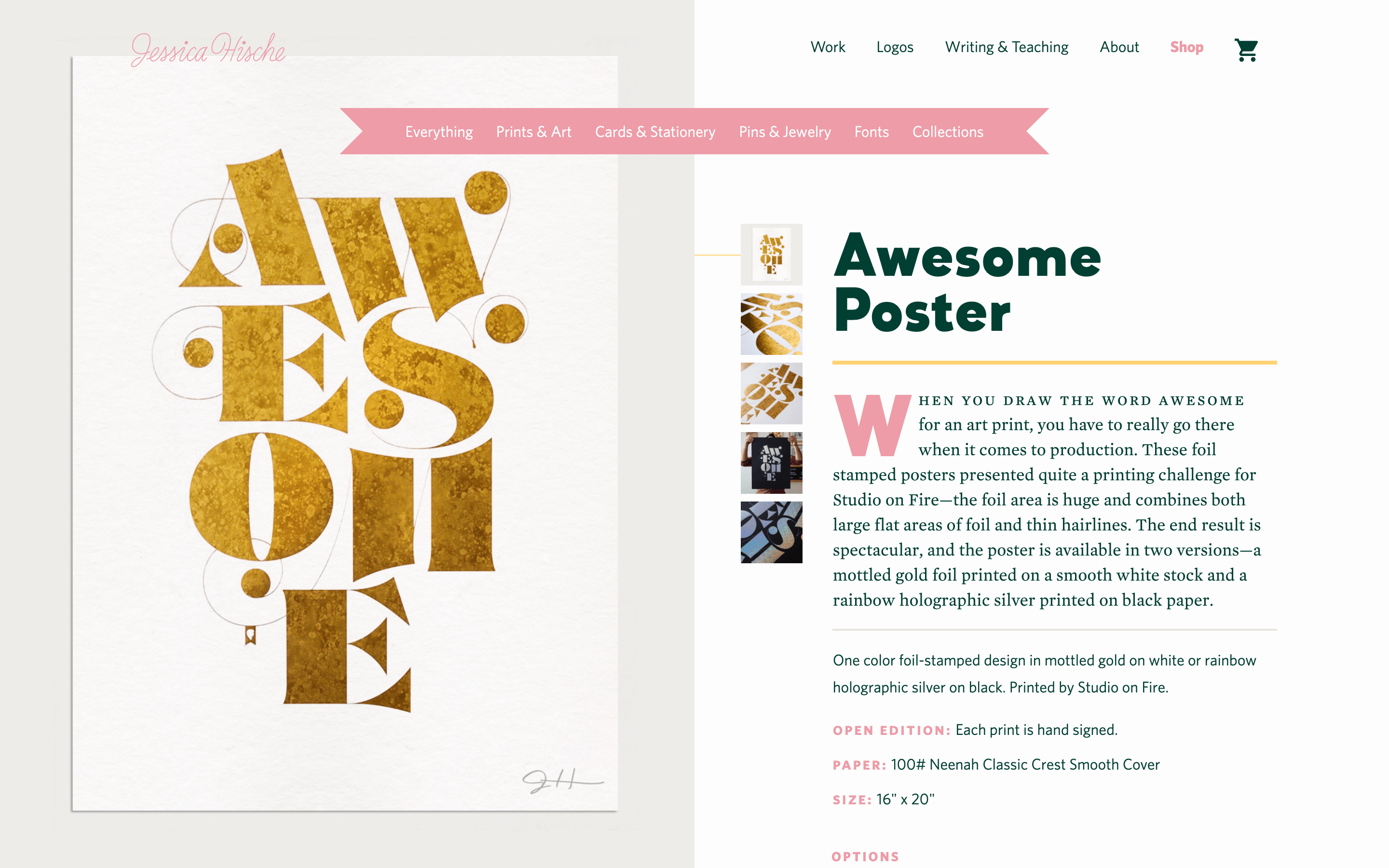 Jessica Hische website screenshot, Awesome Poster detail