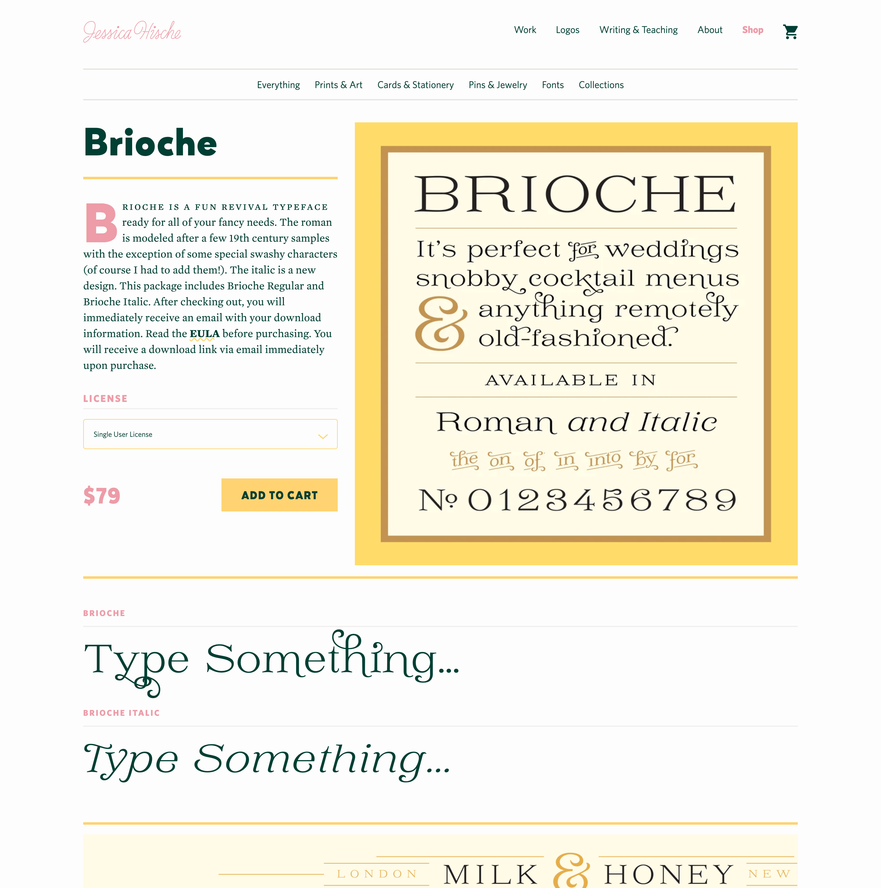 Jessica Hische website screenshot, Brioche detail