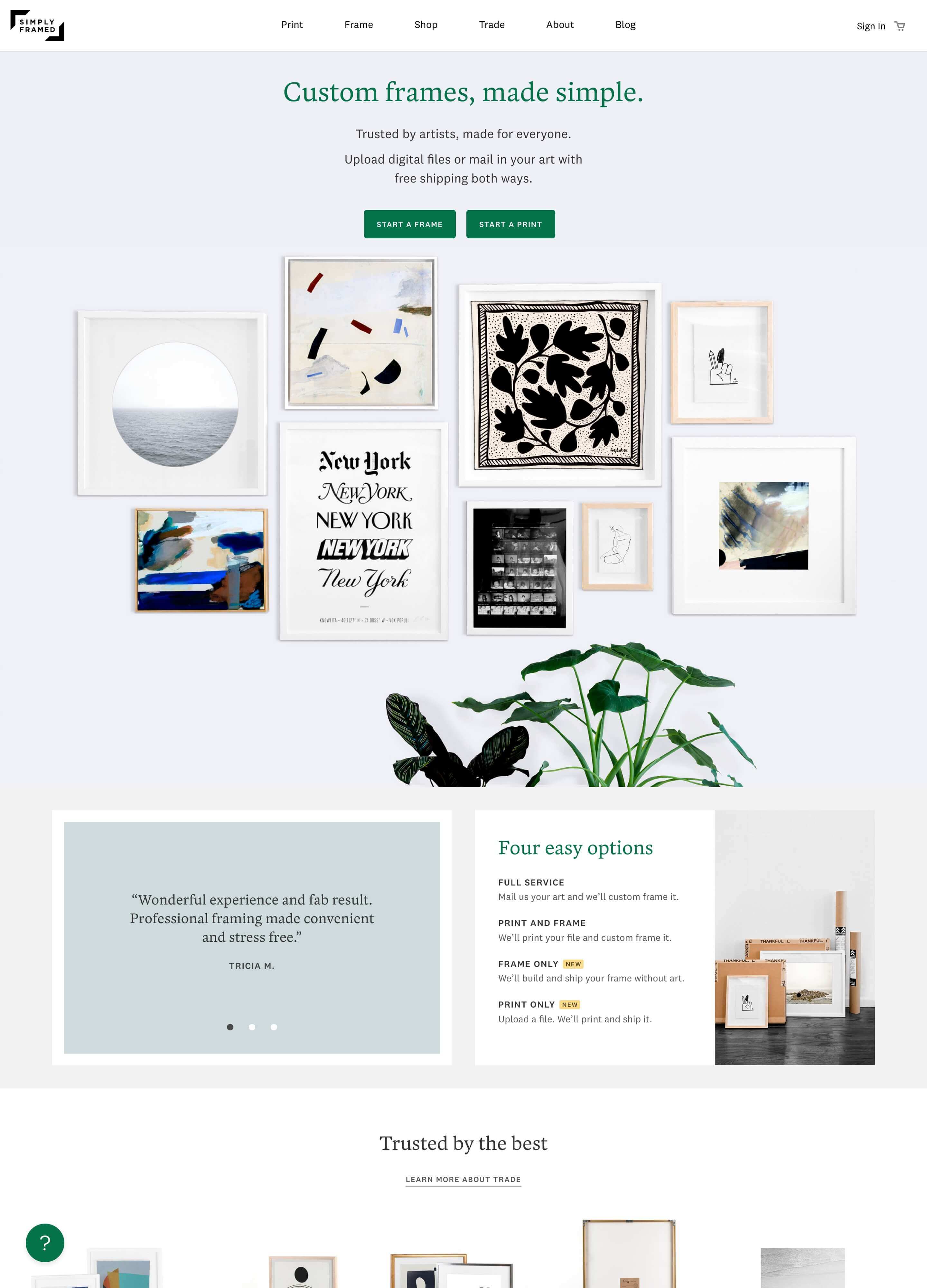Simply Framed home page
