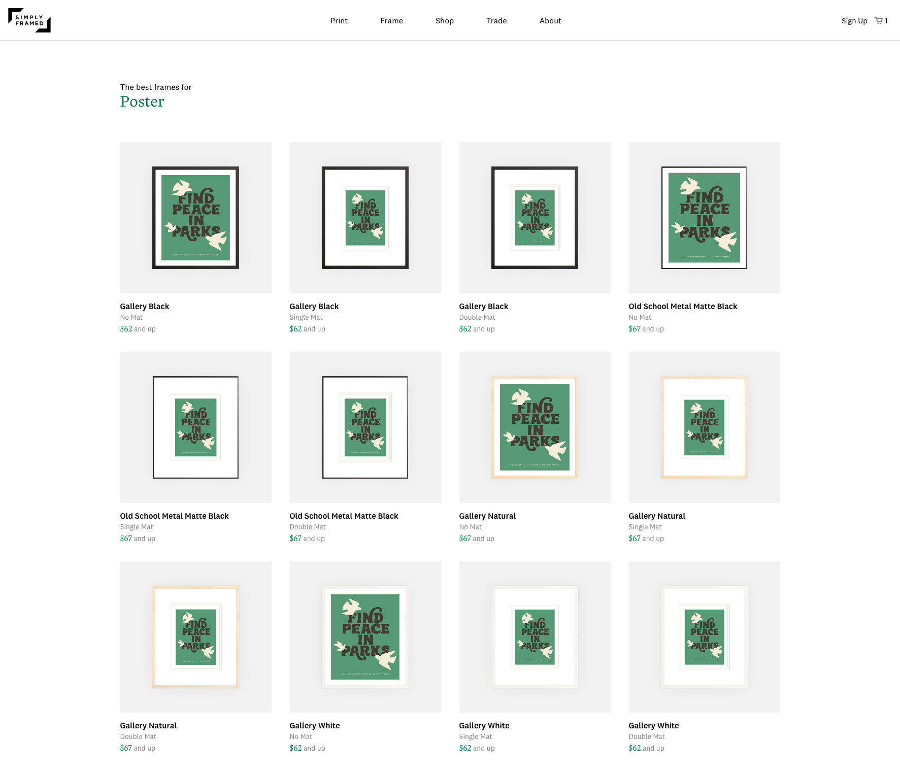 Simply Framed&rsquo;s URLs clearly communicate what you&rsquo;ll find on a page